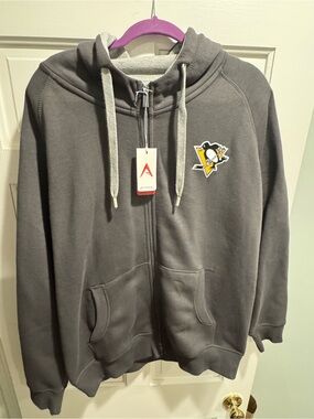 Antigua Gray Pittsburgh Penguins Full-Zip Hoodie